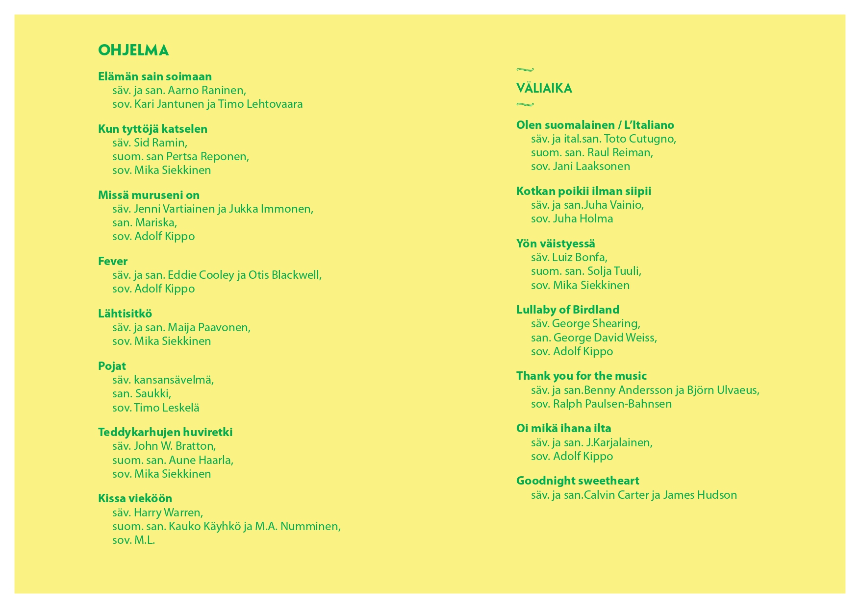 Camena kevätkonsertti ohjelma 2. sivu