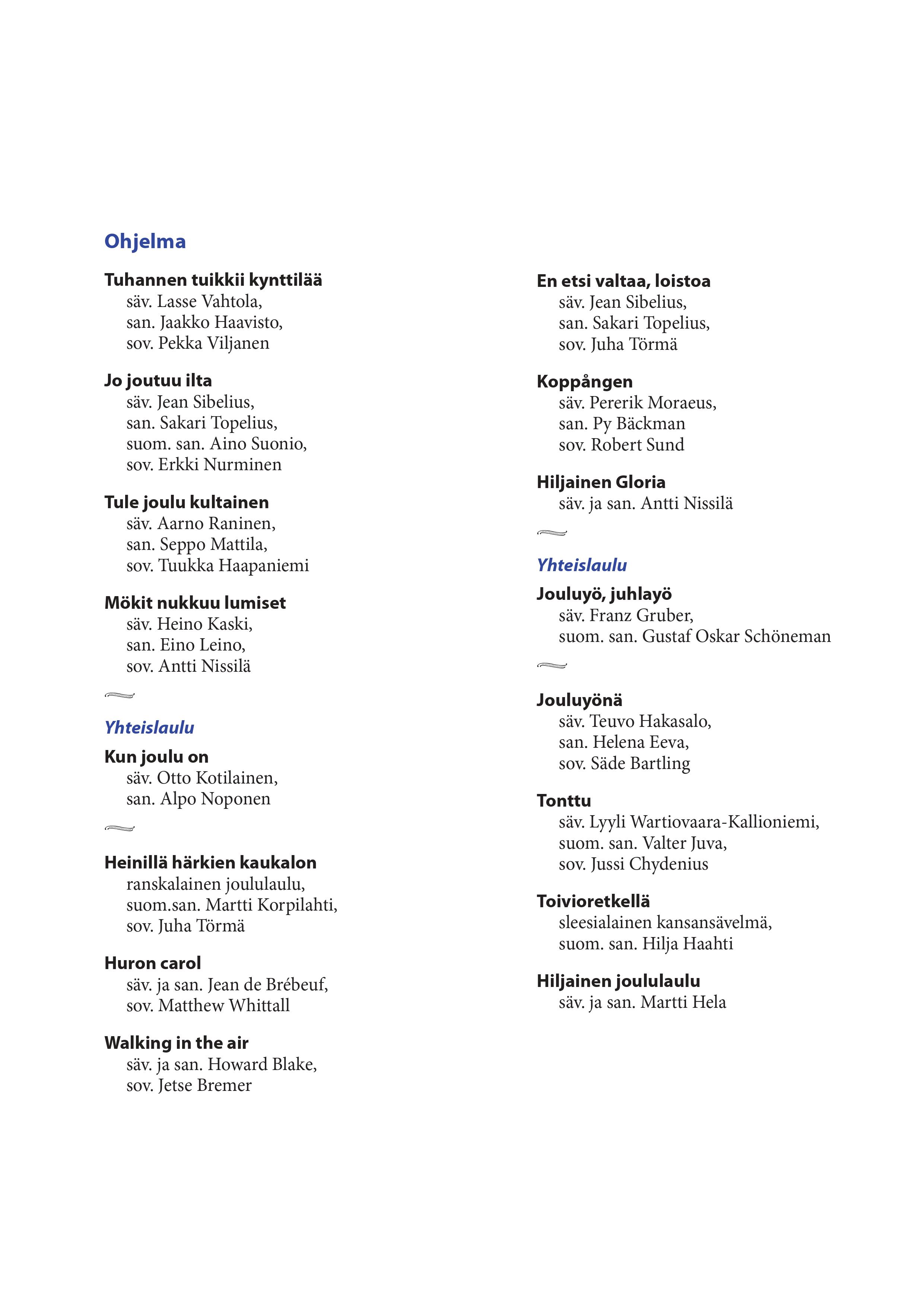 Camena syyskonsertti ohjelma 2. sivu